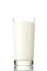 Glass of milk isolated on white