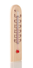 Wooden thermometer isolated on white