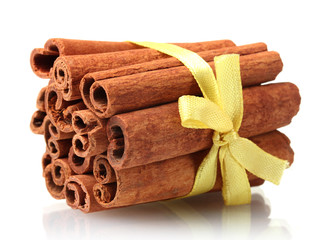 Cinnamon sticks isolated on white