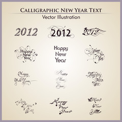 A typography set of happy new year & 2012 text