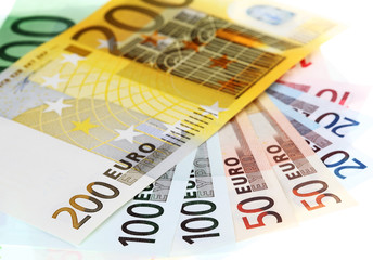Euro banknotes, fan made of euro paper currency