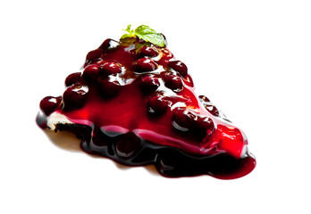 Blueberry Cheese Pie on white background