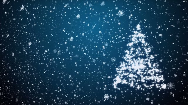 Christmas fur-tree and falling snow