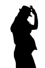 Silhouette of the pregnant woman isolated on white - 37801367
