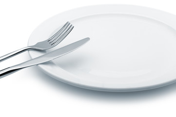 Spoon and fork on a plate