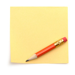 Paper note and a red pencil