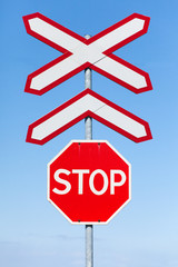 Stop and Railway crossing signs