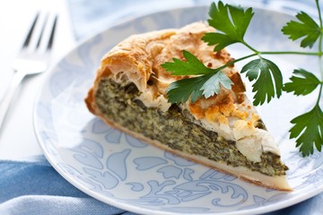 Cake with spinach and feta cheese