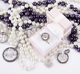 luxury silver accessories with precious stones © IULIIA AZAROVA