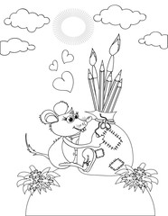 Mouse with bag,coloring.