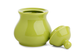 Ceramic sugar bowl of green