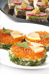 sandwich with red caviar