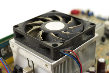 Side of dusty CPU fan