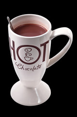 Hot chocolate drink clip art black BG with clipping path