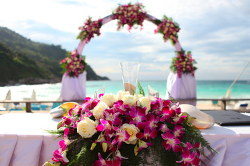 wedding venue set-up at the beach.