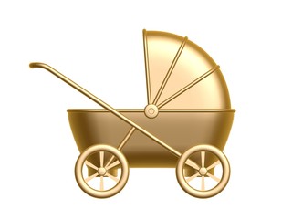 Fototapeta na wymiar golden baby carriage