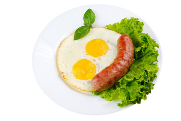 Fried eggs with sausage