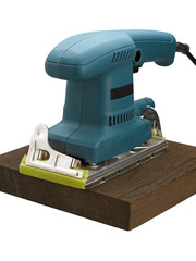 machine for sanding on a wooden block (clipping path)