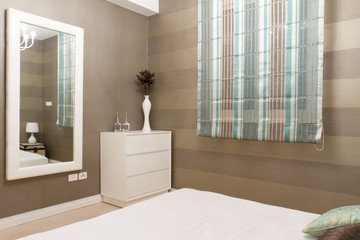 Bedroom with furnishings in a new house.