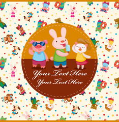 Obraz premium cartoon summer animal card