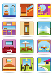 Home and gerden furniture icon set