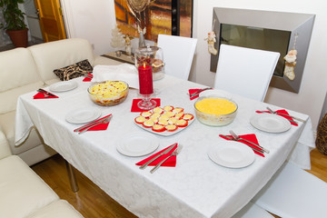 White Christmas dinner table