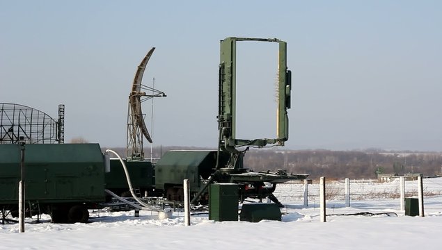 Green military radar rotates. HD H.264