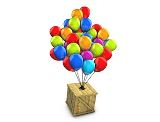 Wooden box balloon delivery