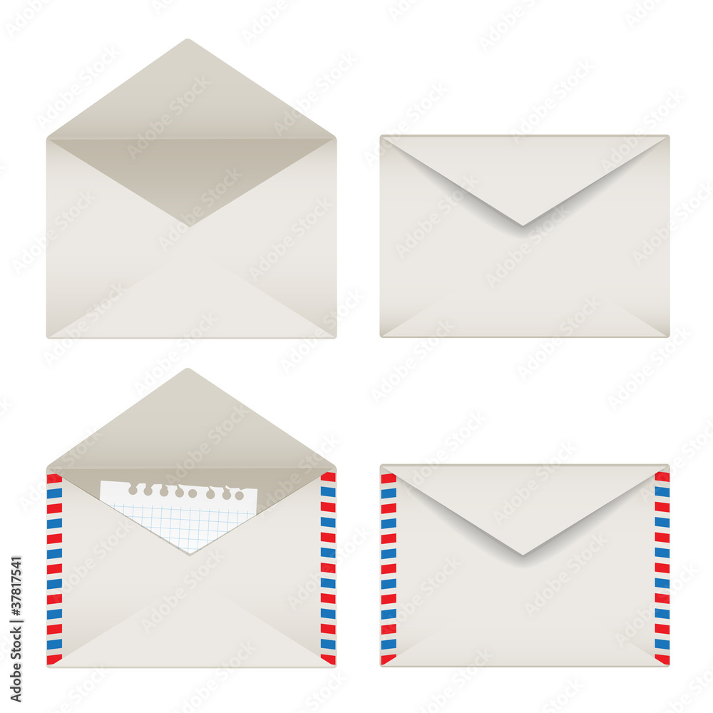 Poster opened and closed envelopes set