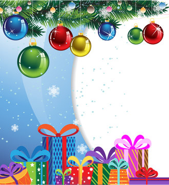 Gift boxes and  Christmas balls