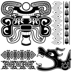 Ancient american patterns with dragon