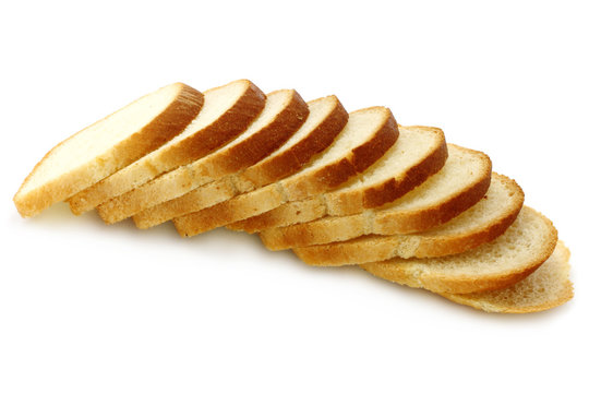 Cut bread on a white background