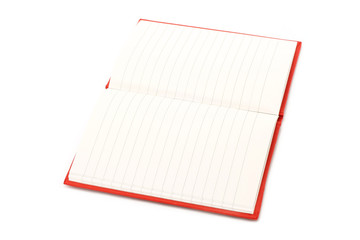 Open notepad close-up on white background