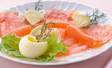 Salmone affumicato a fette