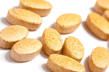 Medicinal pills piled up a bunch