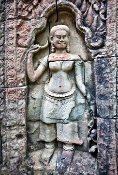 Apsara on the wall of Angkor Wat