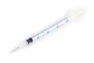 Syringe on a white background