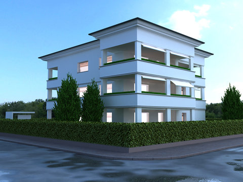 appartamento rendering 3d exterior architettura progetto