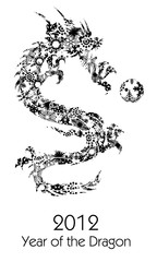 2012 Flying Chinese Snowflakes Pattern Dragon Clipart