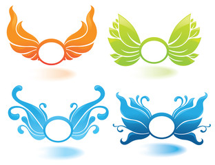 vector collection of decorative wings with place for your text