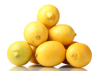 ripe lemons isolated on white