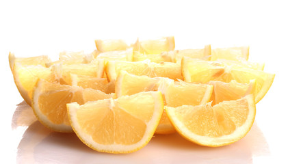 Fototapeta na wymiar Freshly sliced lemons isolated on white