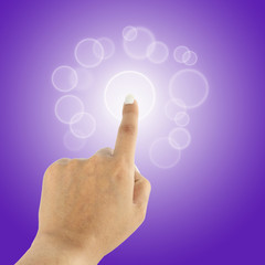 women hand pushing  button