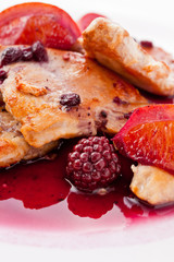 Fried Turkey Breast with Blueberry Wine Sauce