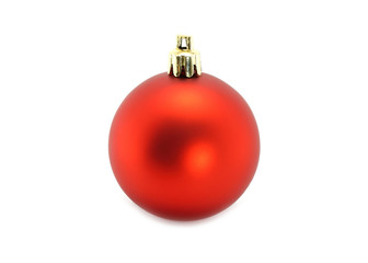 Red Christmas ball on white background