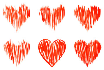 High resolution panted hearts set