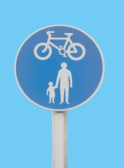 cycle and foot path sign on blue sky