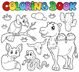 Papier peint adhésif Bricolage Livre de coloriage animaux du désert 1