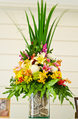 Bouguet with variety flower in glass