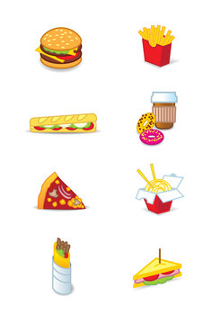 Fast food icon variations